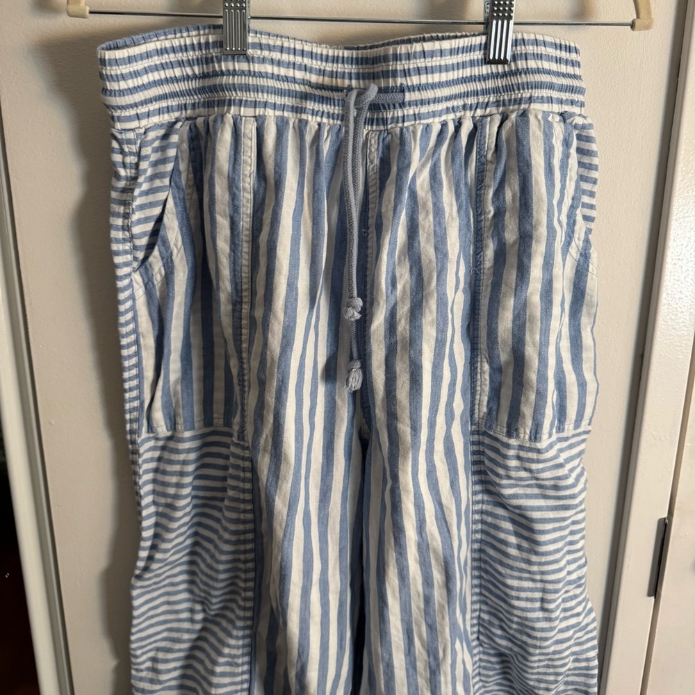 Promesa Jump for Joy Striped Drawstring Parachute Balloon Pants - Blue & White - Picture 4 of 8